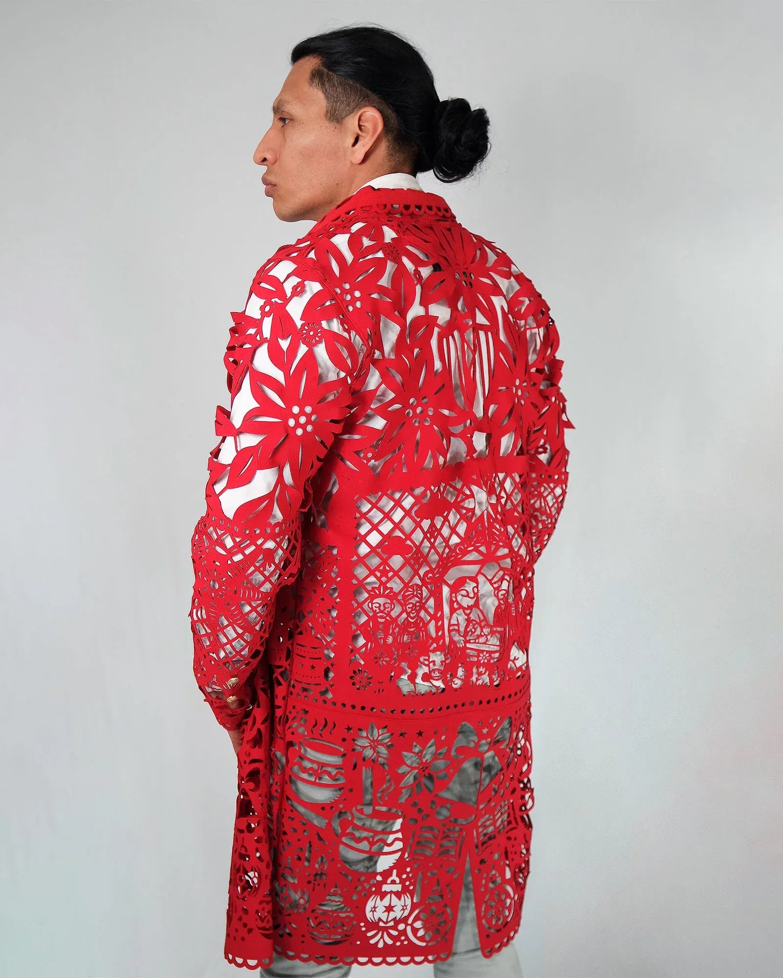 Retrooo.com Chaqueta Túnica Abrigo Mexclart Posada Tropical Arte Textil Mexicano