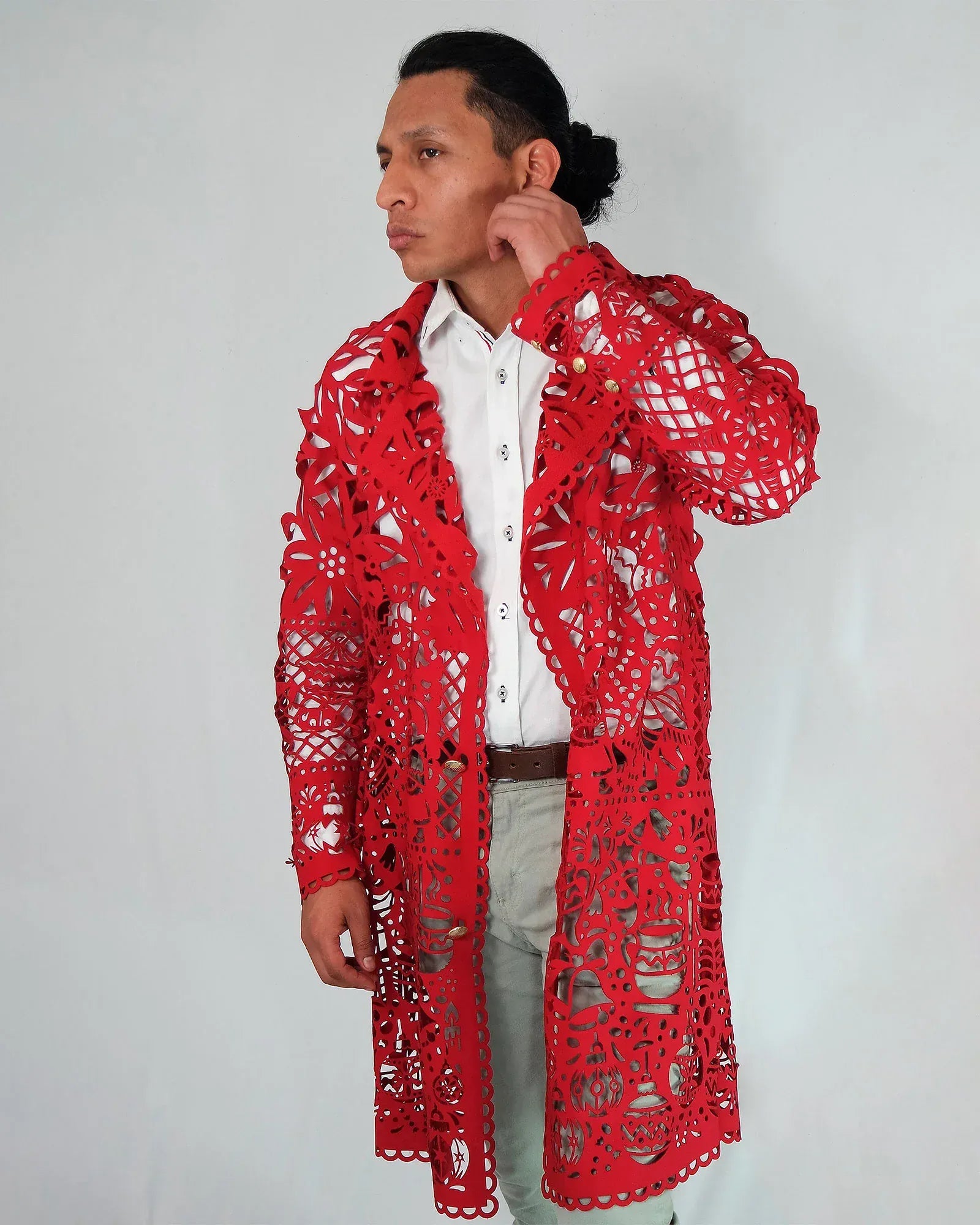Retrooo.com Chaqueta Túnica Abrigo Mexclart Posada Tropical Arte Textil Mexicano