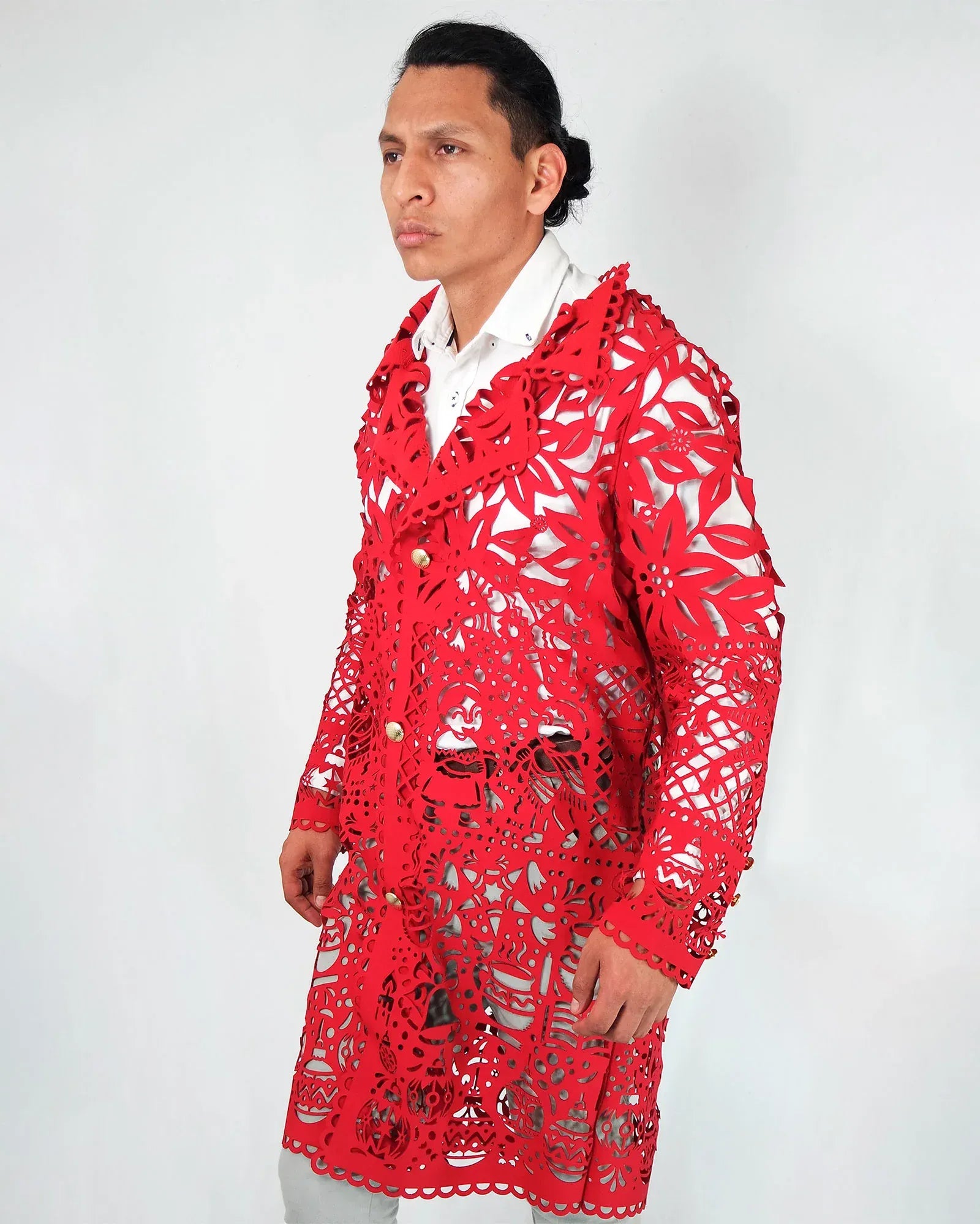 Retrooo.com Chaqueta Túnica Abrigo Mexclart Posada Tropical Arte Textil Mexicano
