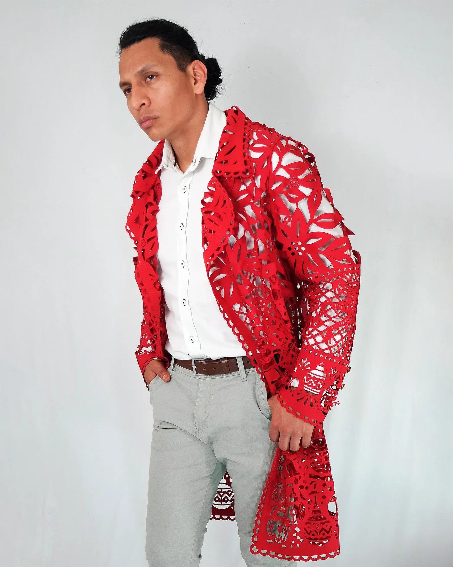 Retrooo.com Chaqueta Túnica Abrigo Mexclart Posada Tropical Arte Textil Mexicano