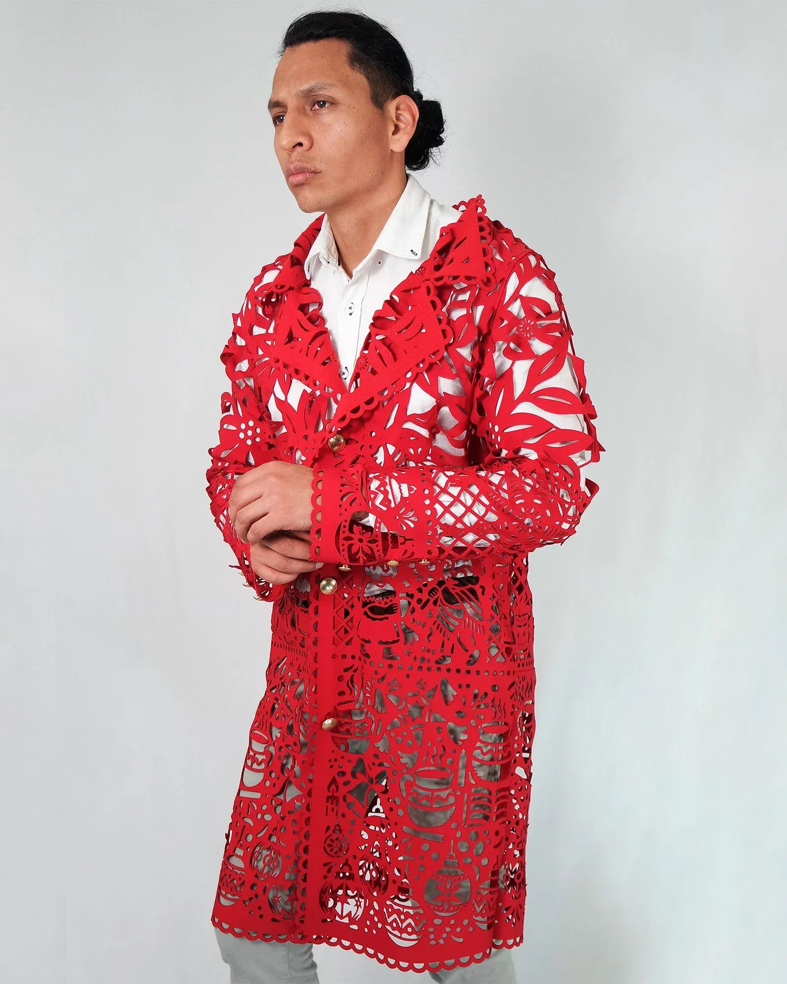 Retrooo.com Chaqueta Túnica Abrigo Mexclart Posada Tropical Arte Textil Mexicano