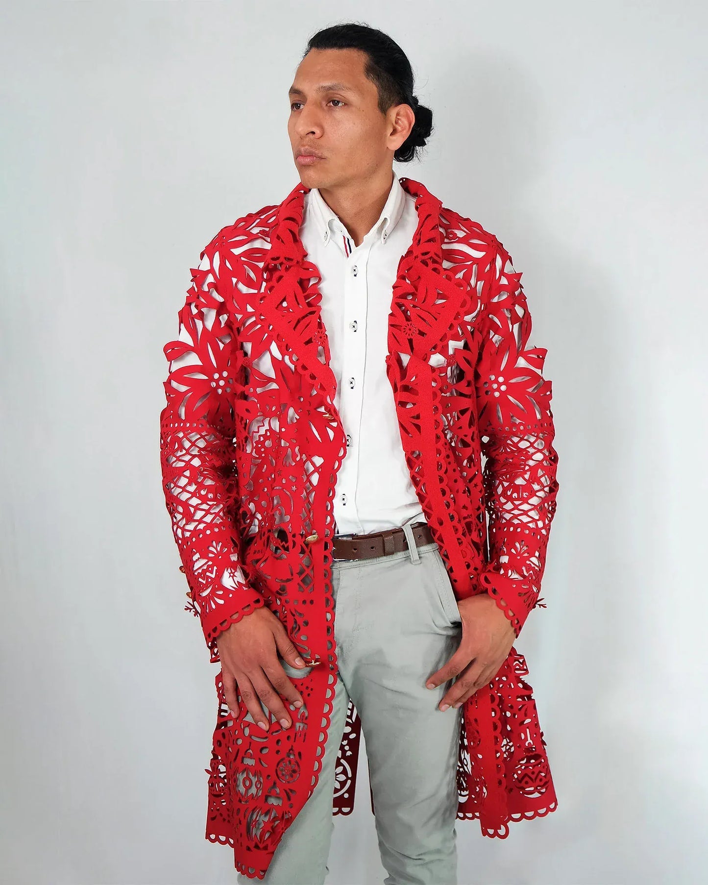 Retrooo.com Chaqueta Túnica Abrigo Mexclart Posada Tropical Arte Textil Mexicano