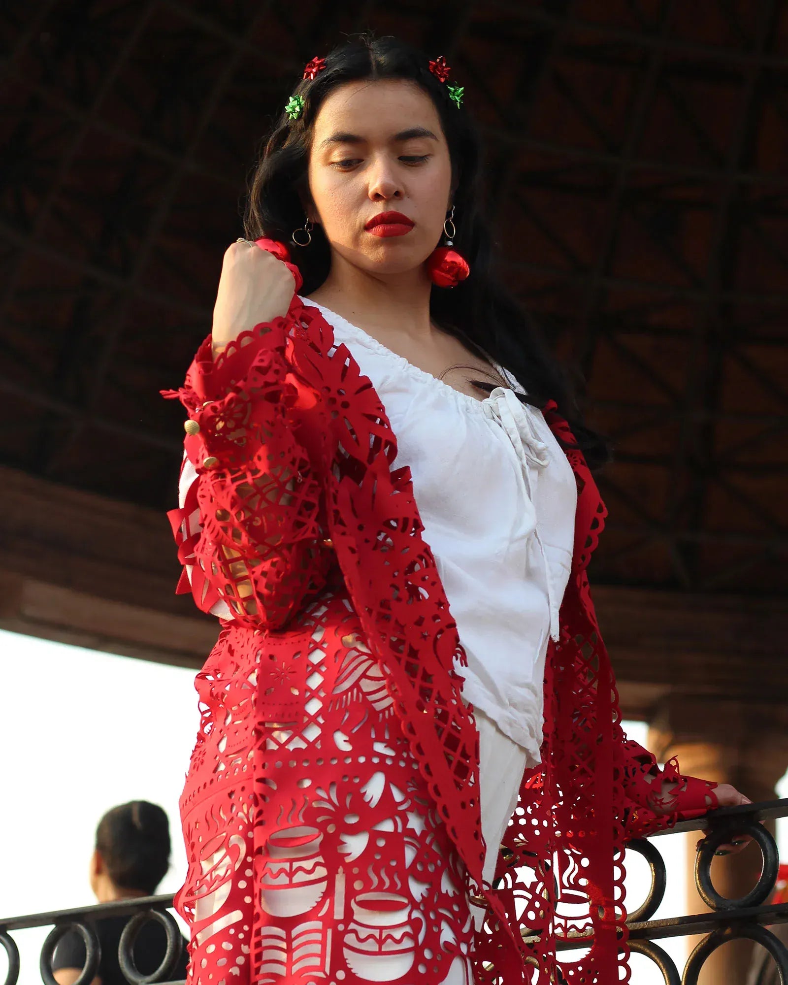 Retrooo.com Chaqueta Túnica Abrigo Mexclart Posada Tropical Arte Textil Mexicano