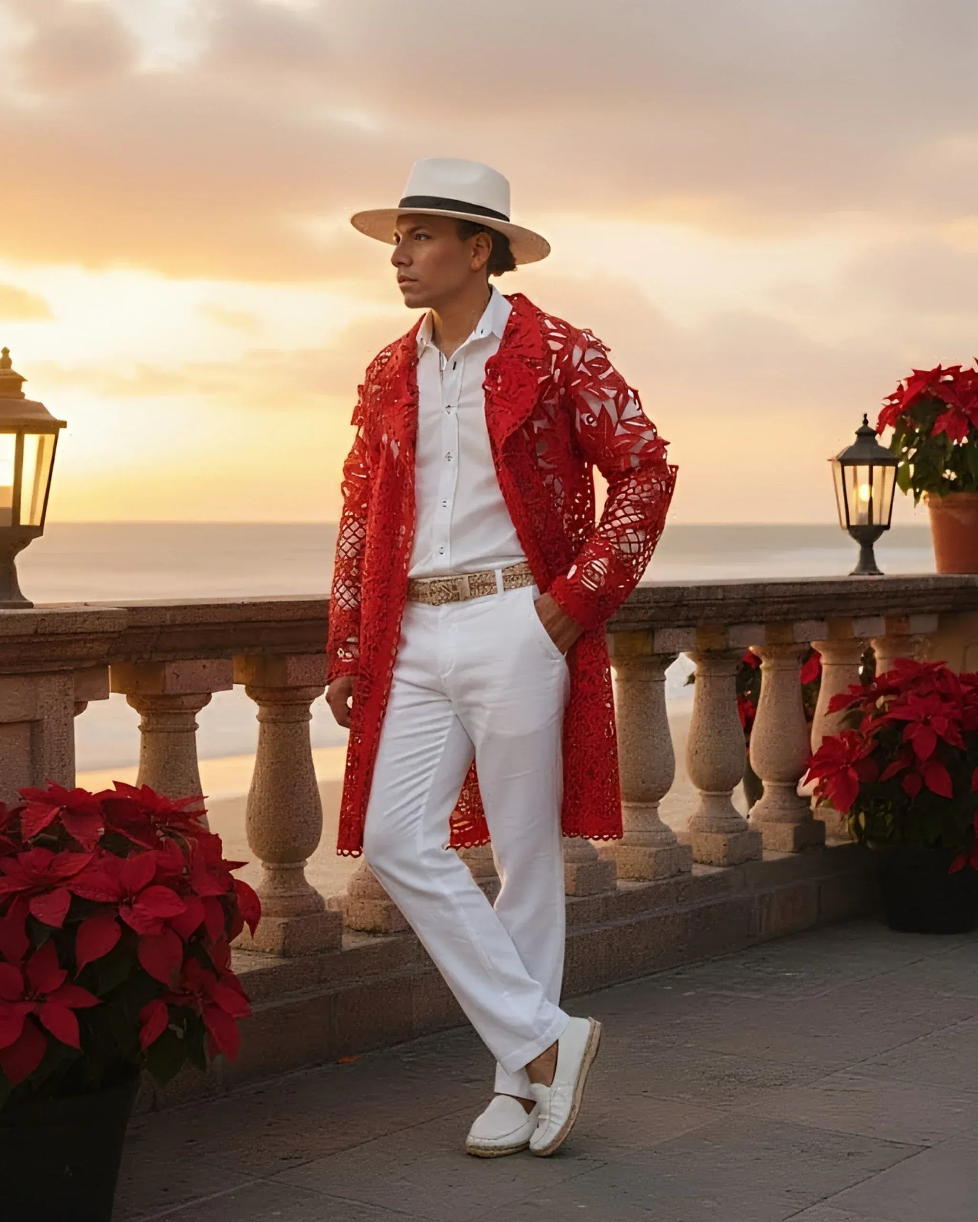 Retrooo.com Chaqueta Túnica Abrigo Mexclart Posada Tropical Arte Textil Mexicano