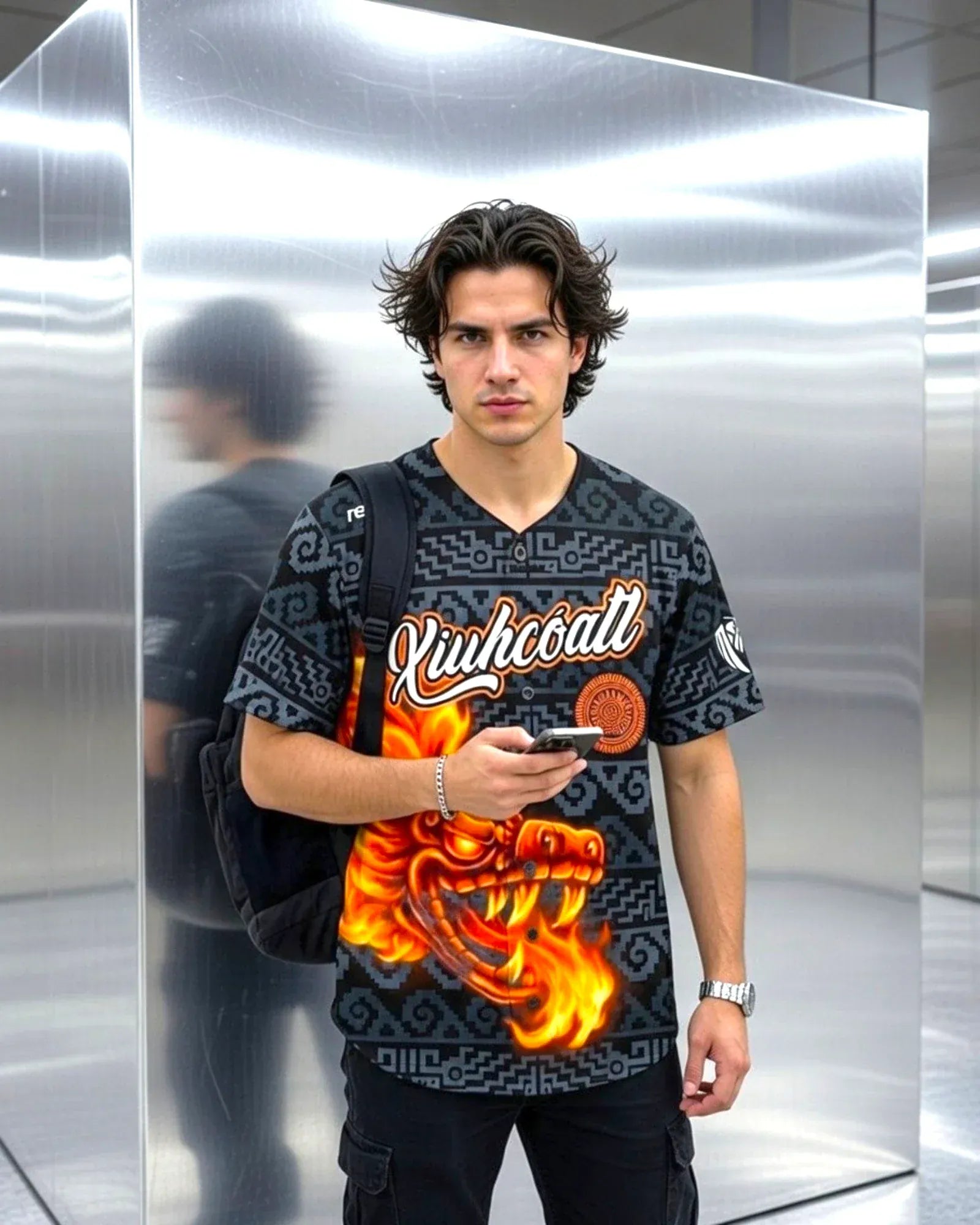 Retrooo.com Jersey béisbol Casaca Retrooo Béisbol Xiuhcóatl · Serpiente de Fuego
