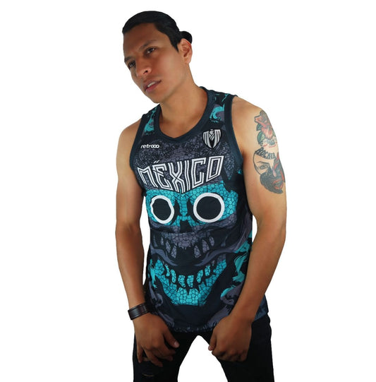 Retrooo.com Jersey Jersey Basketball Tezcatlipoca - Edición Espejo Humeante Sin Mangas | Dios Nocturno