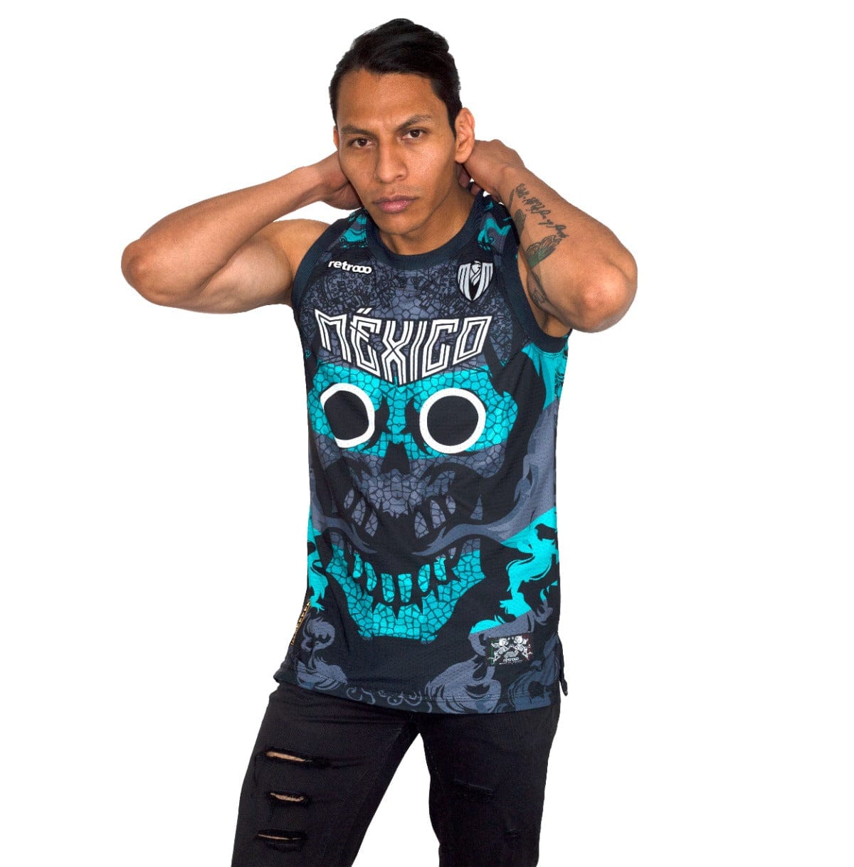 Retrooo.com Jersey Jersey Basketball Tezcatlipoca - Edición Espejo Humeante Sin Mangas | Dios Nocturno