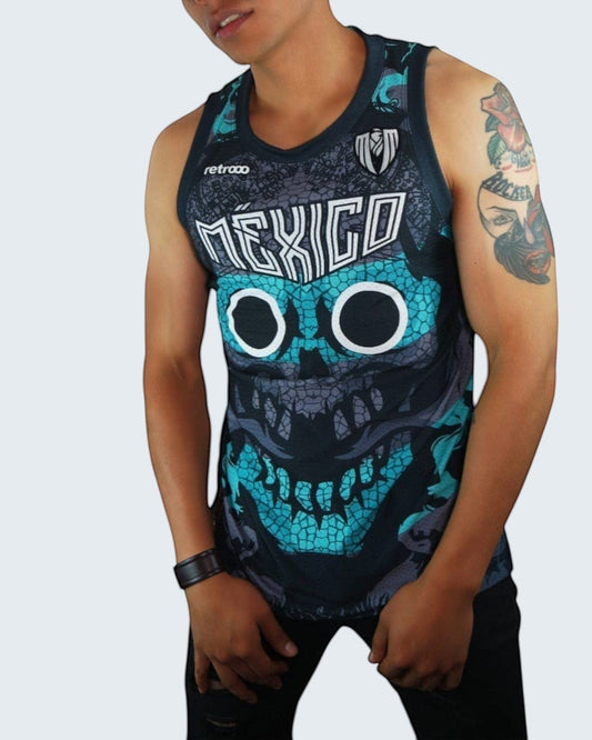 Retrooo.com Jersey Jersey Basketball Tezcatlipoca - Edición Espejo Humeante Sin Mangas | Dios Nocturno