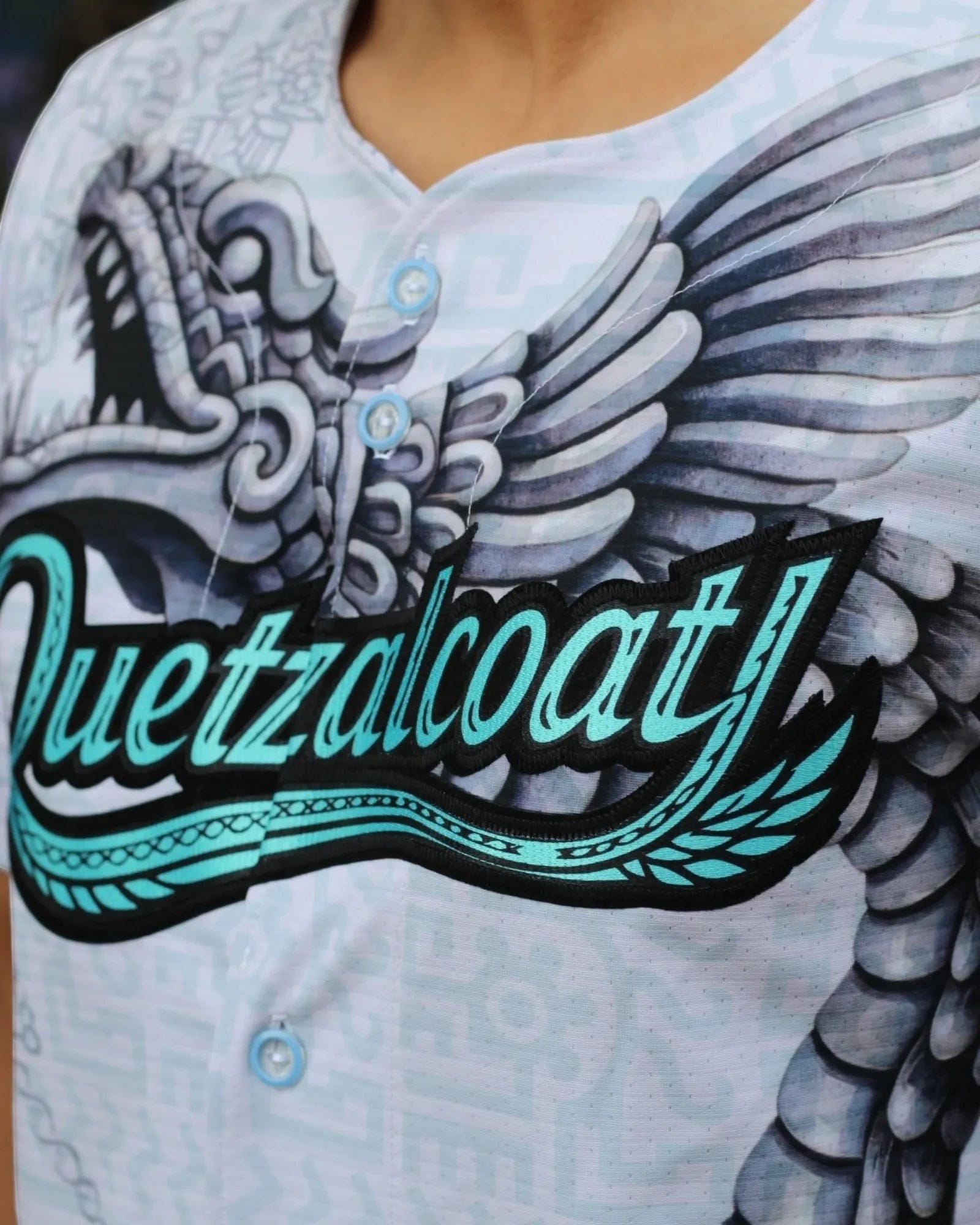 Retrooo.com seis-extragrande-6xl Casaca Béisbol Retrooo · Quetzalcóatl · Vuelo Turquesa