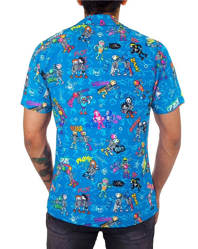 Retroooclothes Camisa Camisa Hawaiana Retrooo México Lucha Acción