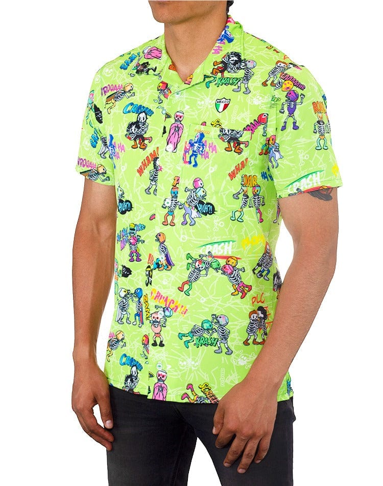 Retroooclothes Camisa Camisa Hawaiana Retrooo México Lucha Acción
