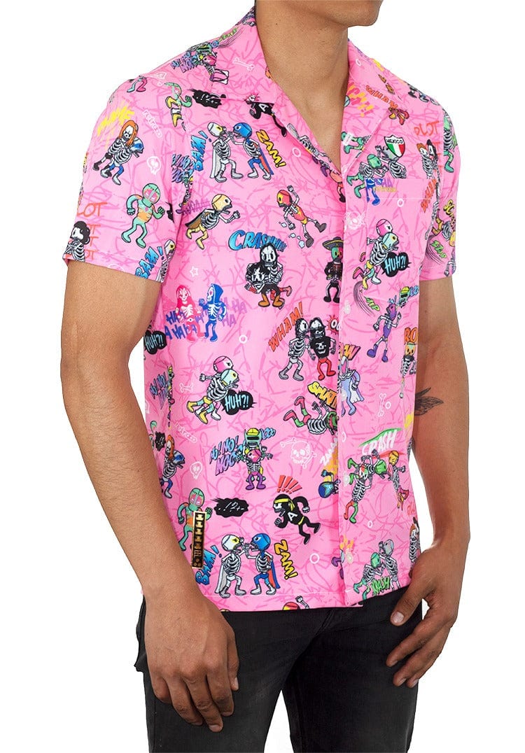 Retroooclothes Camisa Camisa Hawaiana Retrooo México Lucha Acción