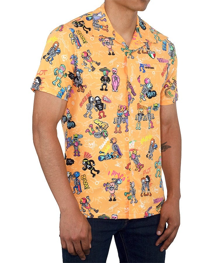 Retroooclothes Camisa Camisa Hawaiana Retrooo México Lucha Acción