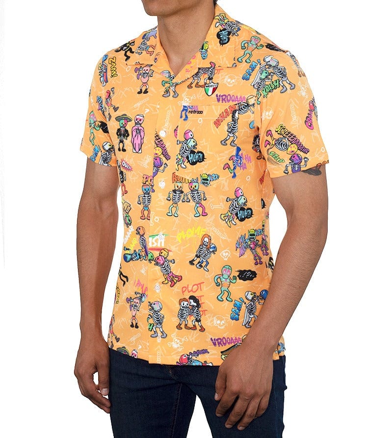 Retroooclothes Camisa Camisa Hawaiana Retrooo México Lucha Acción