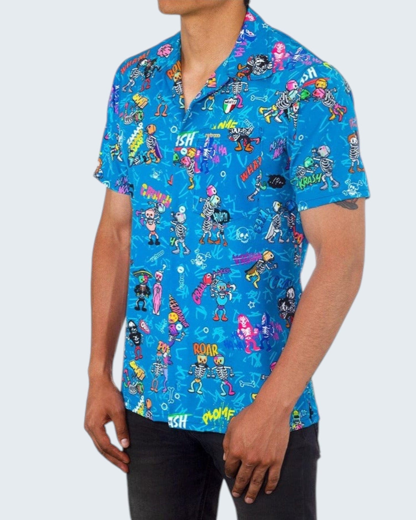 Retroooclothes Camisa Camisa Hawaiana Retrooo México Lucha Acción