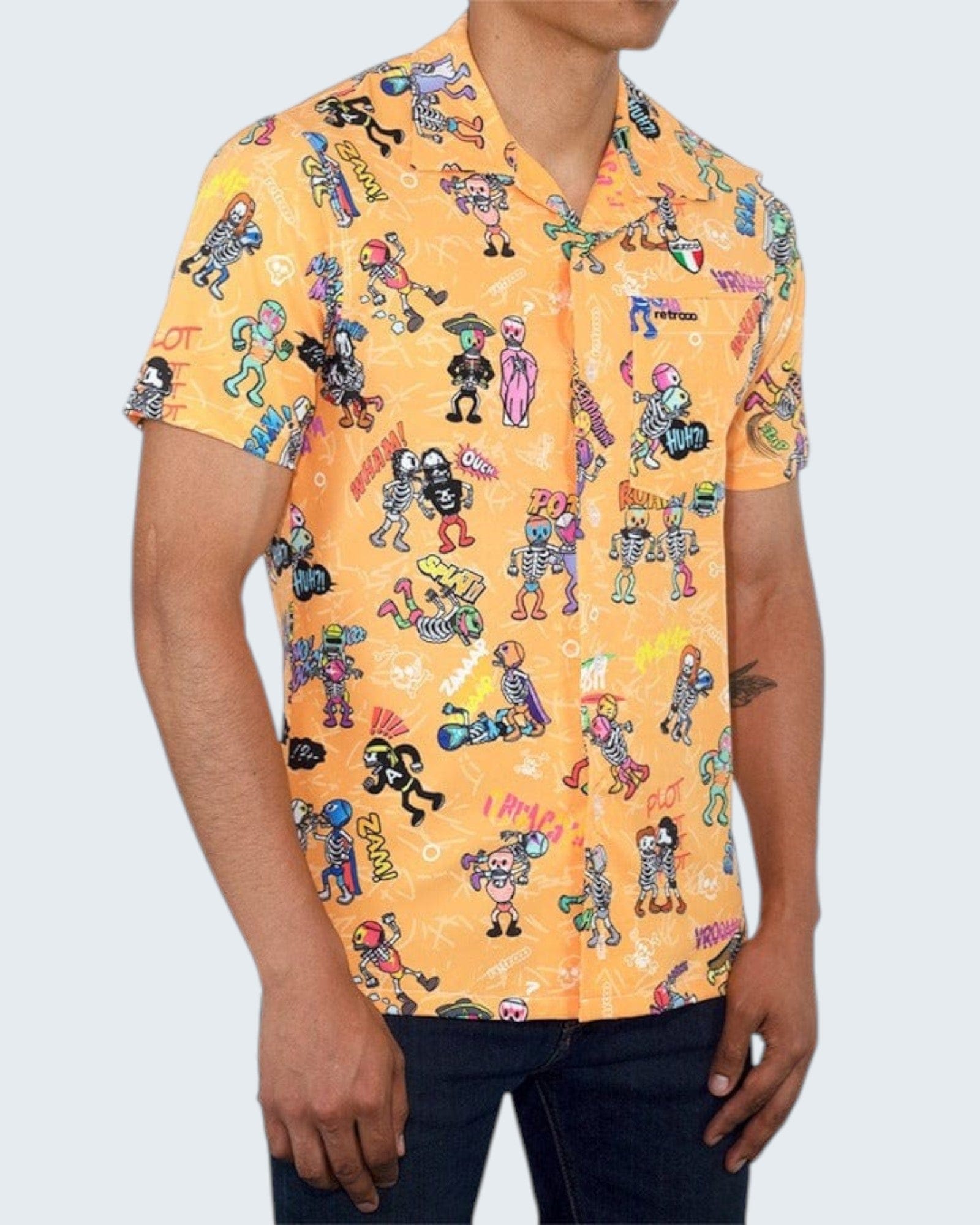 Retroooclothes Camisa Camisa Hawaiana Retrooo México Lucha Acción