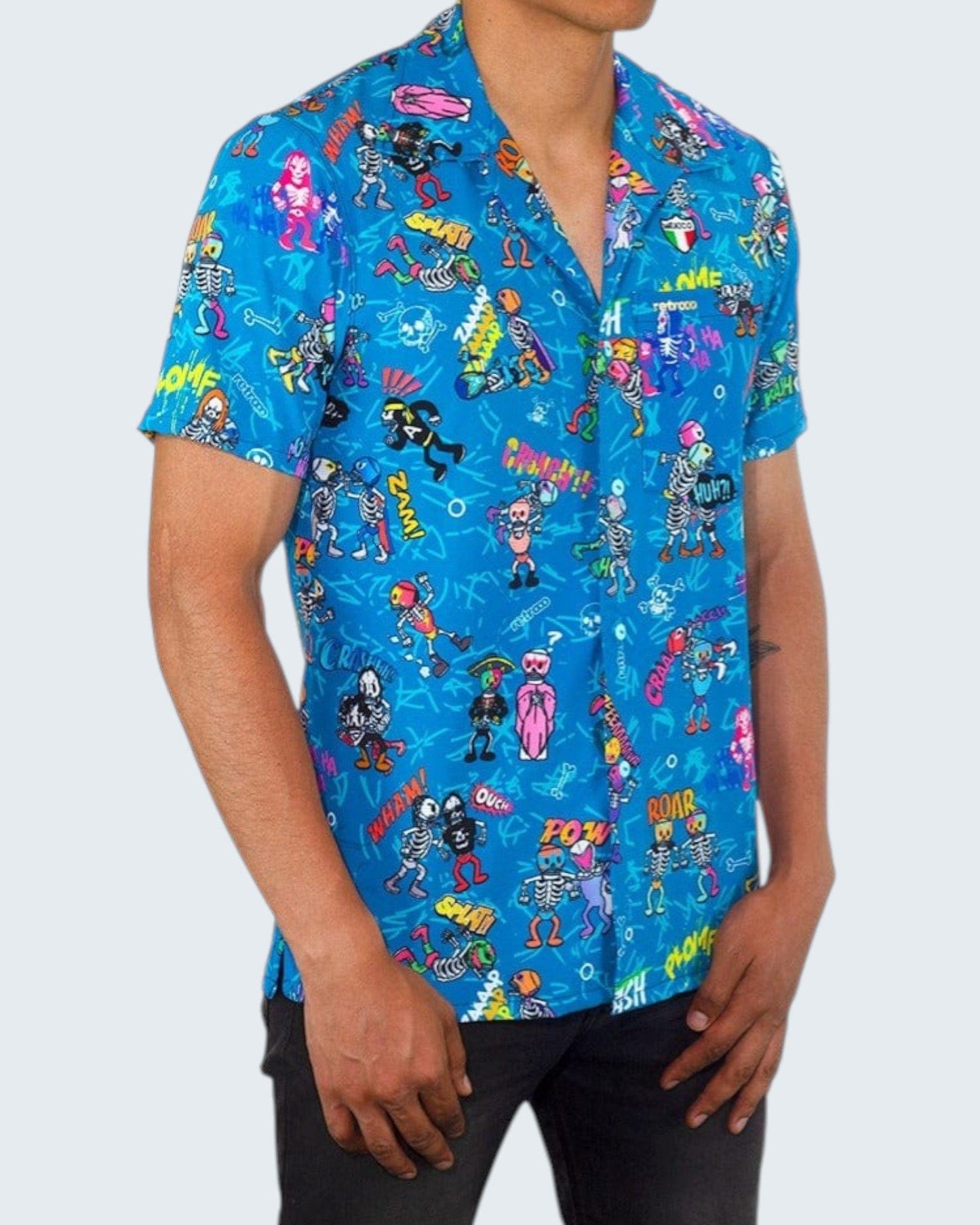 Retroooclothes Camisa Camisa Hawaiana Retrooo México Lucha Acción