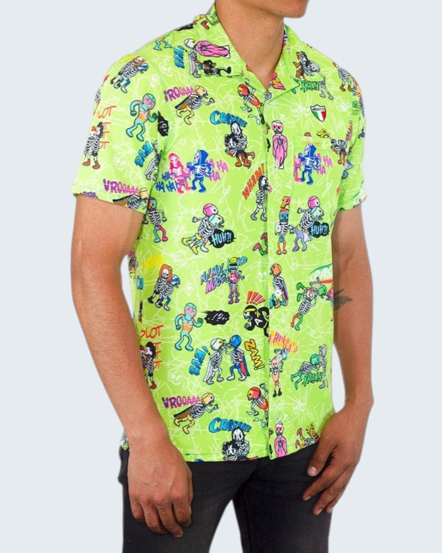 Retroooclothes Camisa Camisa Hawaiana Retrooo México Lucha Acción