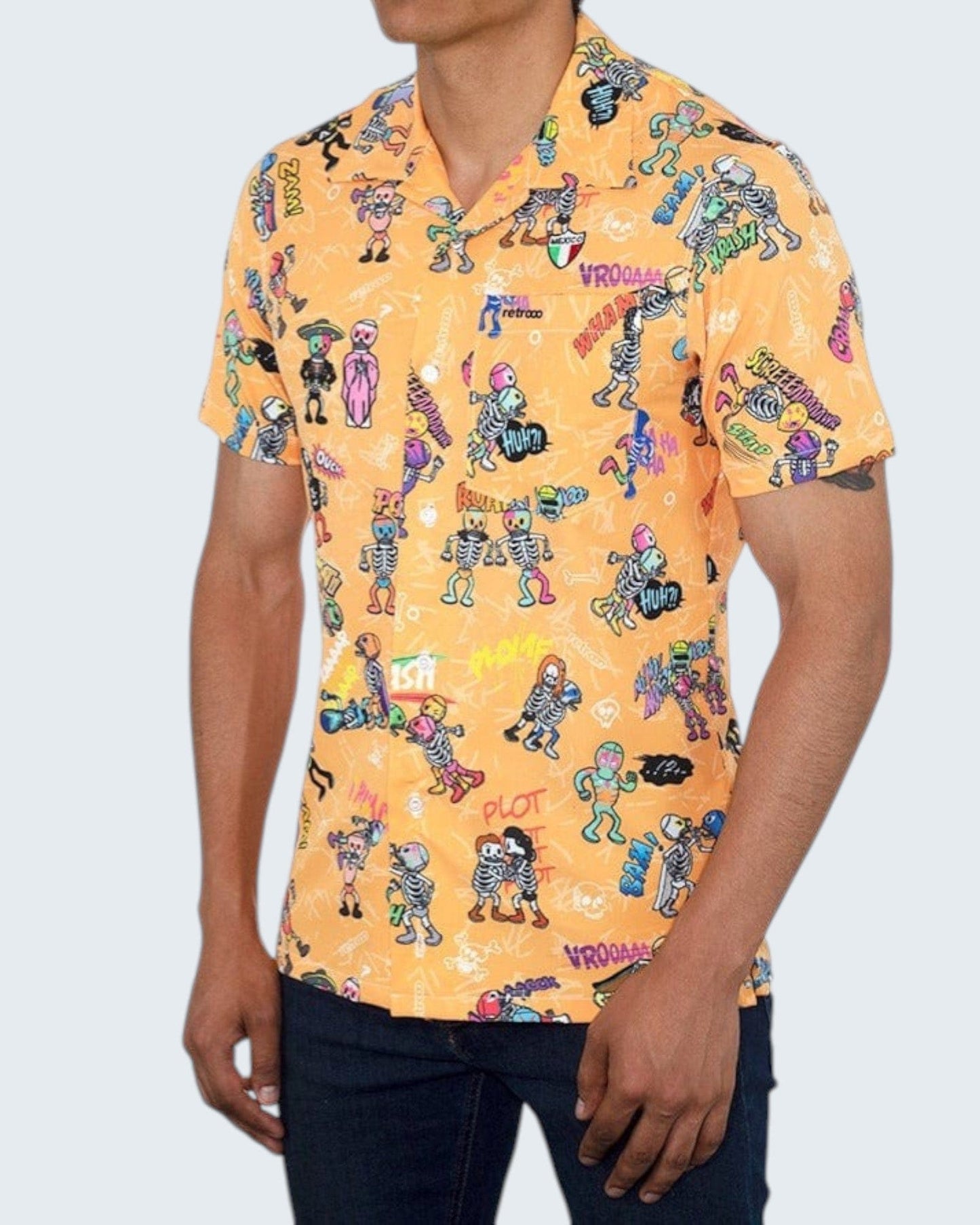 Retroooclothes Camisa Camisa Hawaiana Retrooo México Lucha Acción