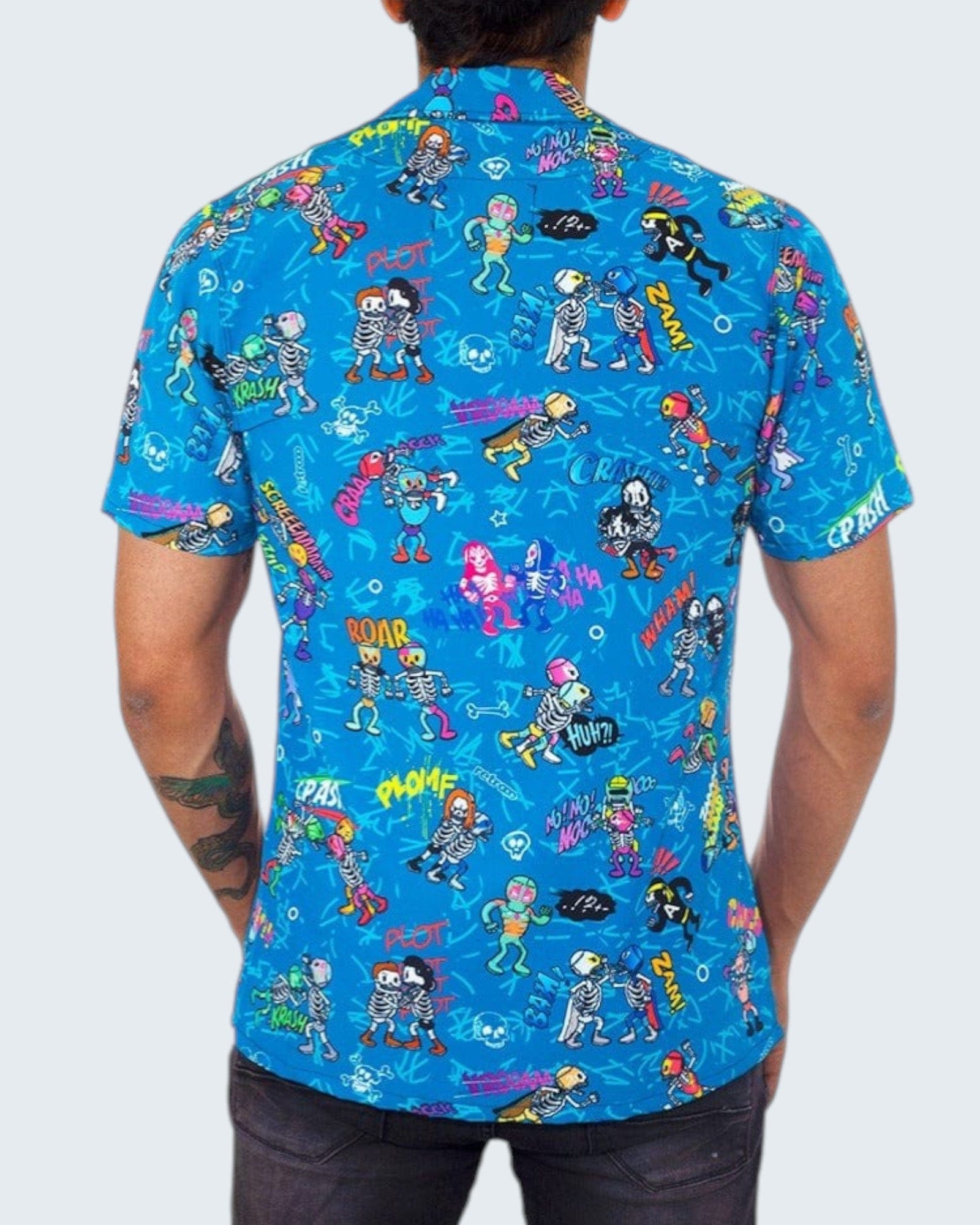 Retroooclothes Camisa Camisa Hawaiana Retrooo México Lucha Acción