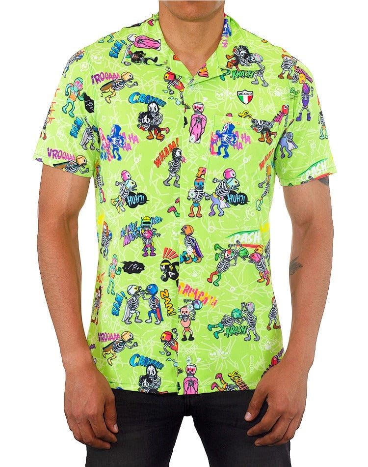 Retroooclothes Camisa Limón / Lino (más casual y natural) / XCH / XS Camisa Hawaiana Retrooo México Lucha Acción