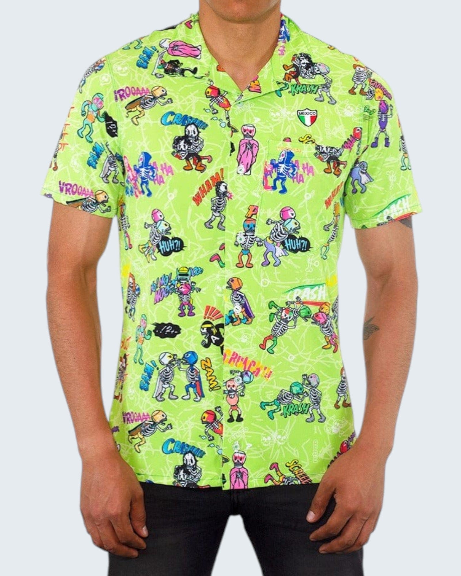 Retroooclothes Camisa Limón / Lino (más casual y natural) / XCH / XS Camisa Hawaiana Retrooo México Lucha Acción
