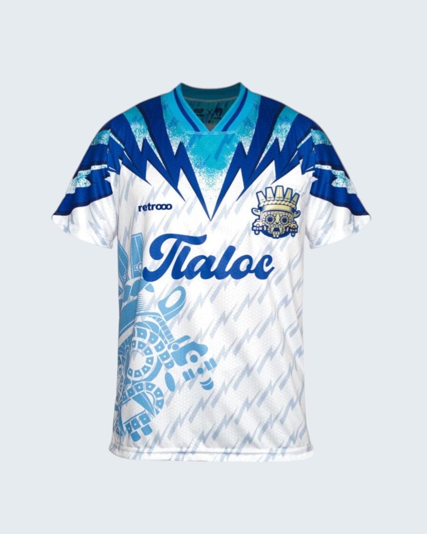 Retroooclothes Jersey Blanco / CH - S Jersey Retro 90s Tláloc - Edición Nostalgia Azul | Viaje en el Tiempo