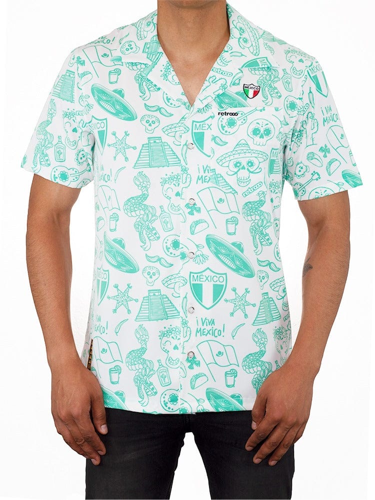 Retroooclothes Jersey Blanco / Poliester-elastano (más elástico y deportiva) / XCH / XS Camisa Hawaiana Retrooo México Lindo