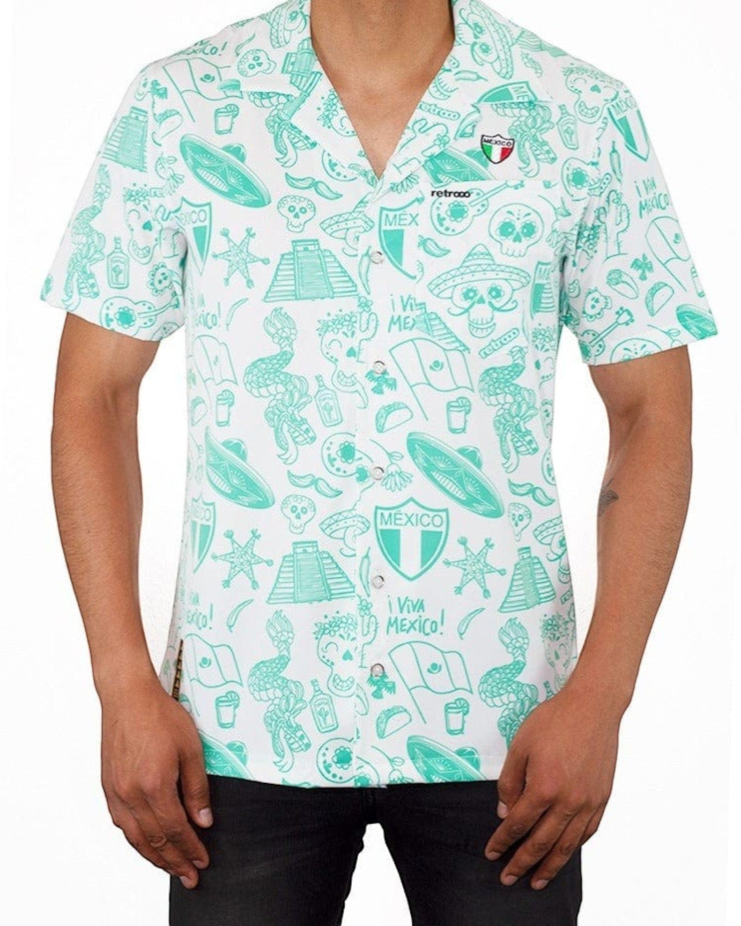 Retroooclothes Jersey Blanco / Poliester-elastano (más elástico y deportiva) / XCH / XS Camisa Hawaiana Retrooo México Lindo