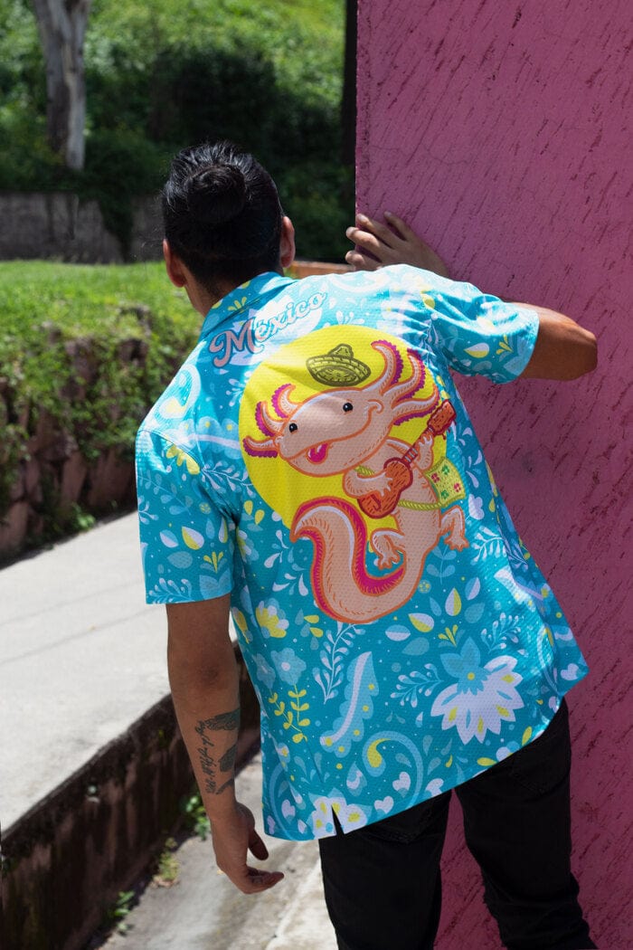 Retroooclothes Jersey Camisa Hawaiana Ajolote - Edición Ajolotízate | Mitología Azteca Viva