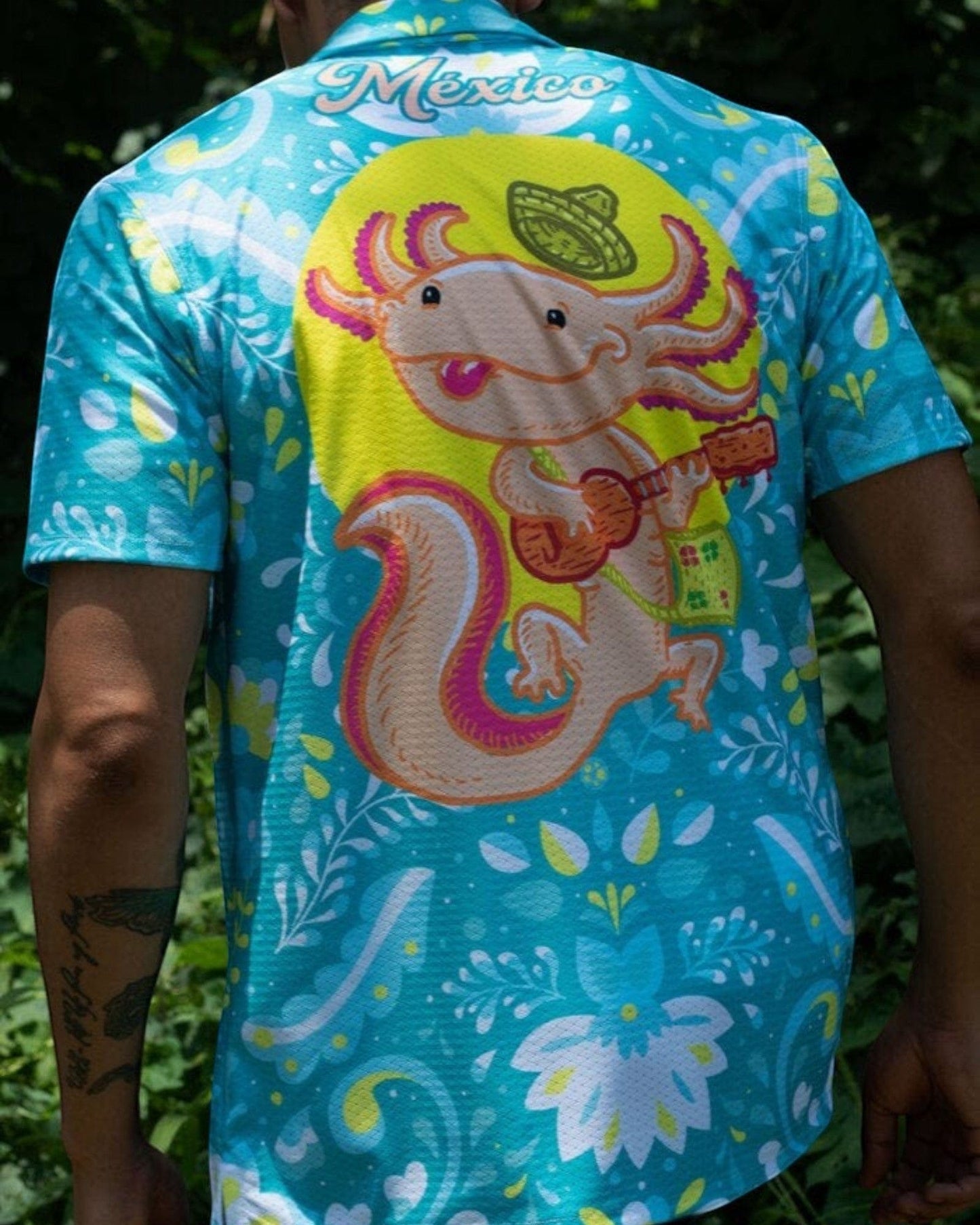 Retroooclothes Jersey Camisa Hawaiana Ajolote - Edición Ajolotízate | Mitología Azteca Viva