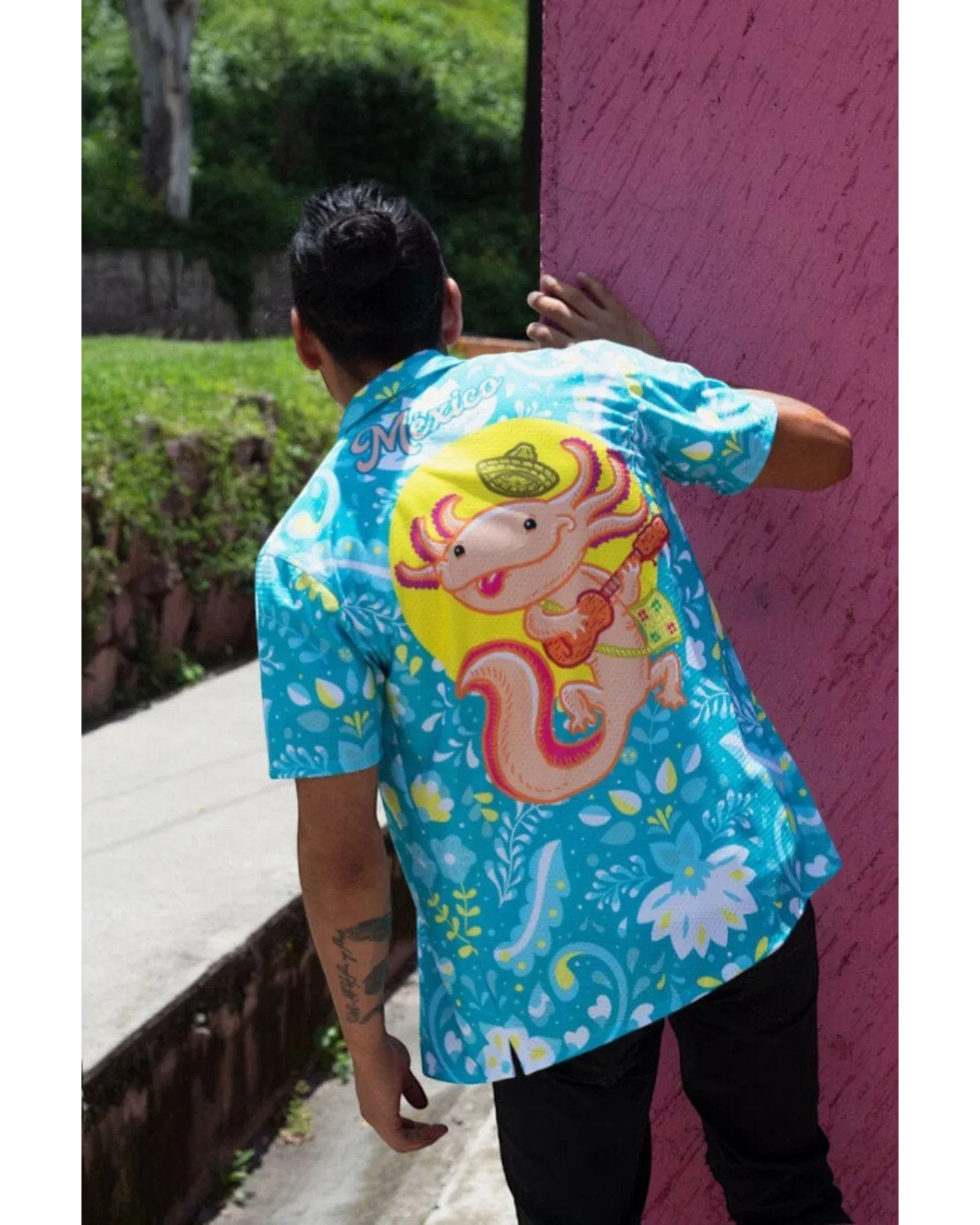 Retroooclothes Jersey Camisa Hawaiana Ajolote - Edición Ajolotízate | Mitología Azteca Viva