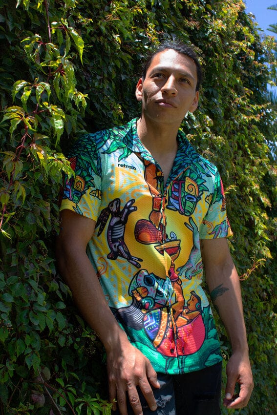 Retroooclothes Jersey Camisa Hawaiana Pulque Sagrado - Edición Néctar de los Dioses | Mito Ancestral Vivo