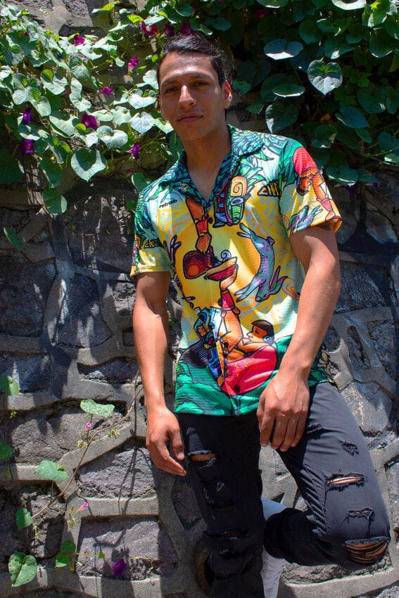 Retroooclothes Jersey Camisa Hawaiana Pulque Sagrado - Edición Néctar de los Dioses | Mito Ancestral Vivo