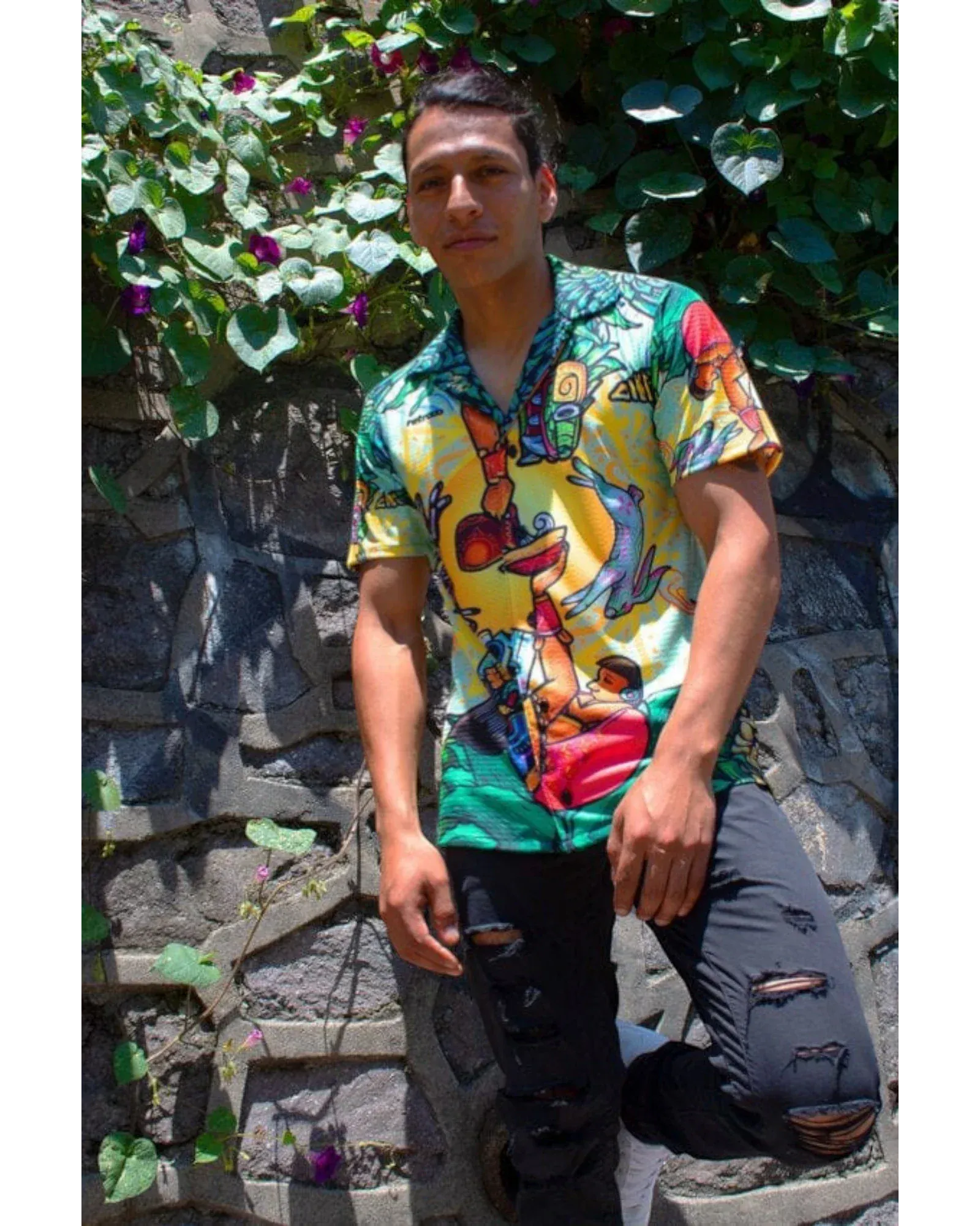 Retroooclothes Jersey Camisa Hawaiana Pulque Sagrado - Edición Néctar de los Dioses | Mito Ancestral Vivo