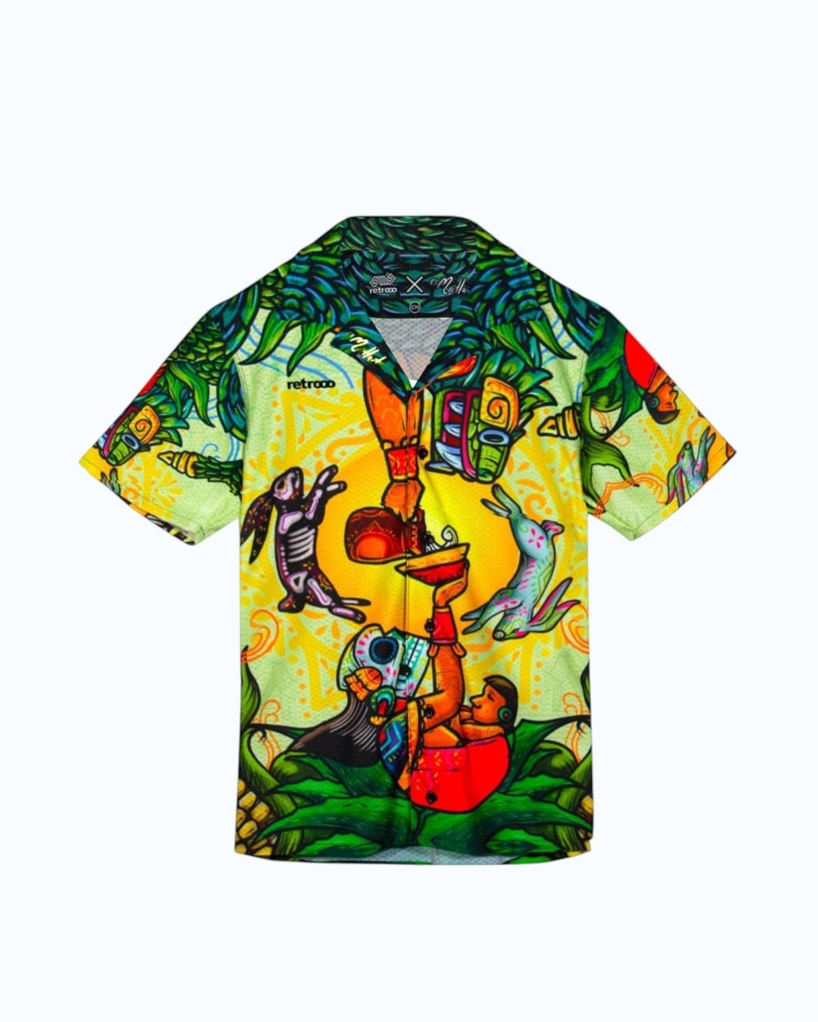 Retroooclothes Jersey Camisa Hawaiana Pulque Sagrado - Edición Néctar de los Dioses | Mito Ancestral Vivo