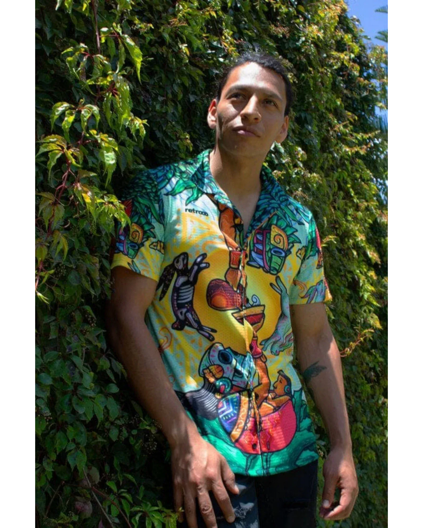 Retroooclothes Jersey Camisa Hawaiana Pulque Sagrado - Edición Néctar de los Dioses | Mito Ancestral Vivo