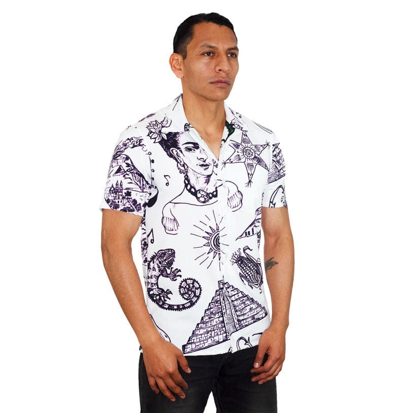 Retroooclothes Jersey Camisa Hawaiana Símbolos Mexicanos - Edición Lafayette Premium | Víctor Hugo Rosas