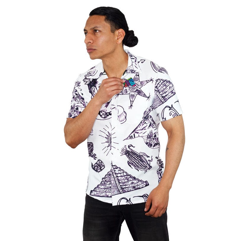 Retroooclothes Jersey Camisa Hawaiana Símbolos Mexicanos - Edición Lafayette Premium | Víctor Hugo Rosas