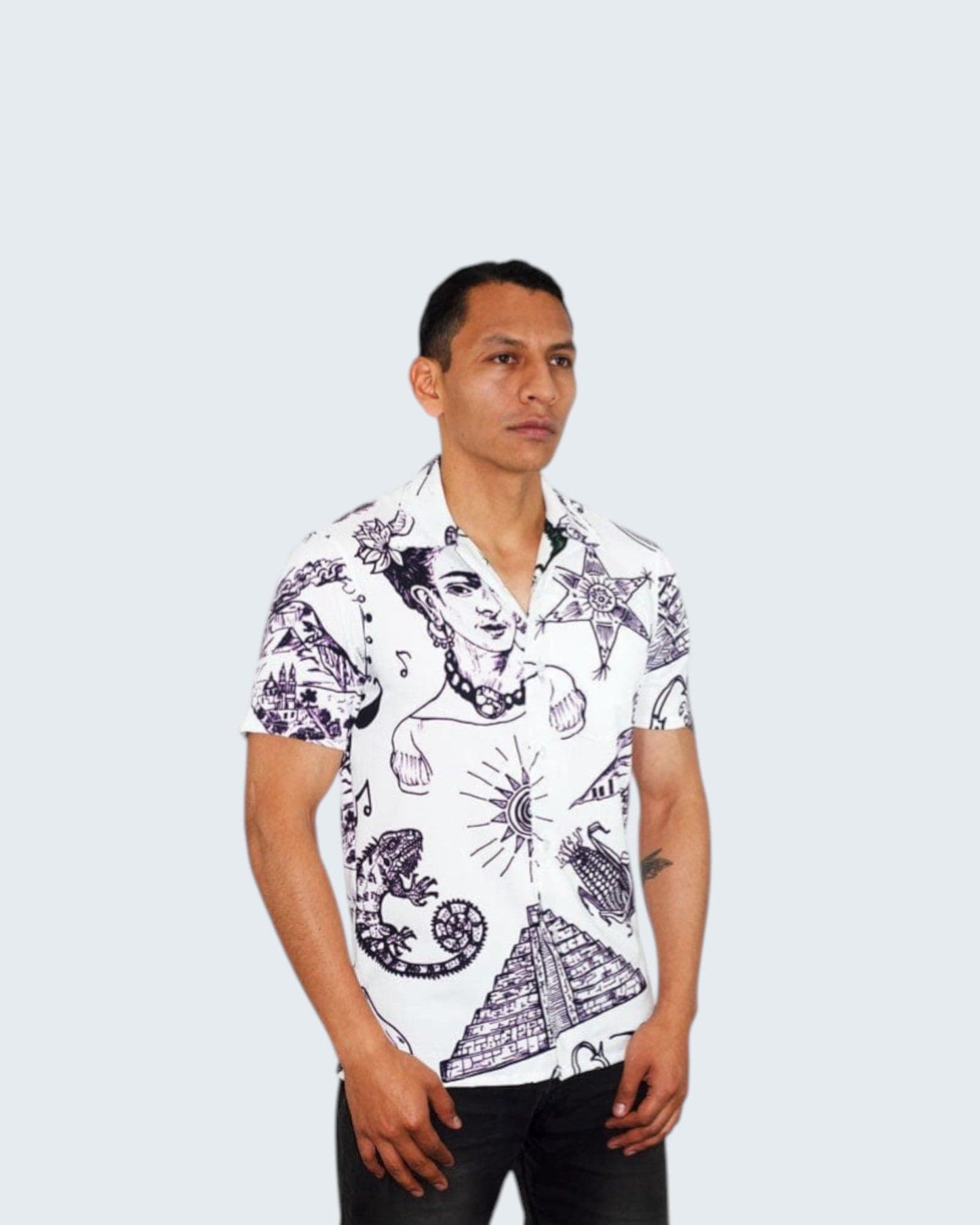 Retroooclothes Jersey Camisa Hawaiana Símbolos Mexicanos - Edición Lafayette Premium | Víctor Hugo Rosas