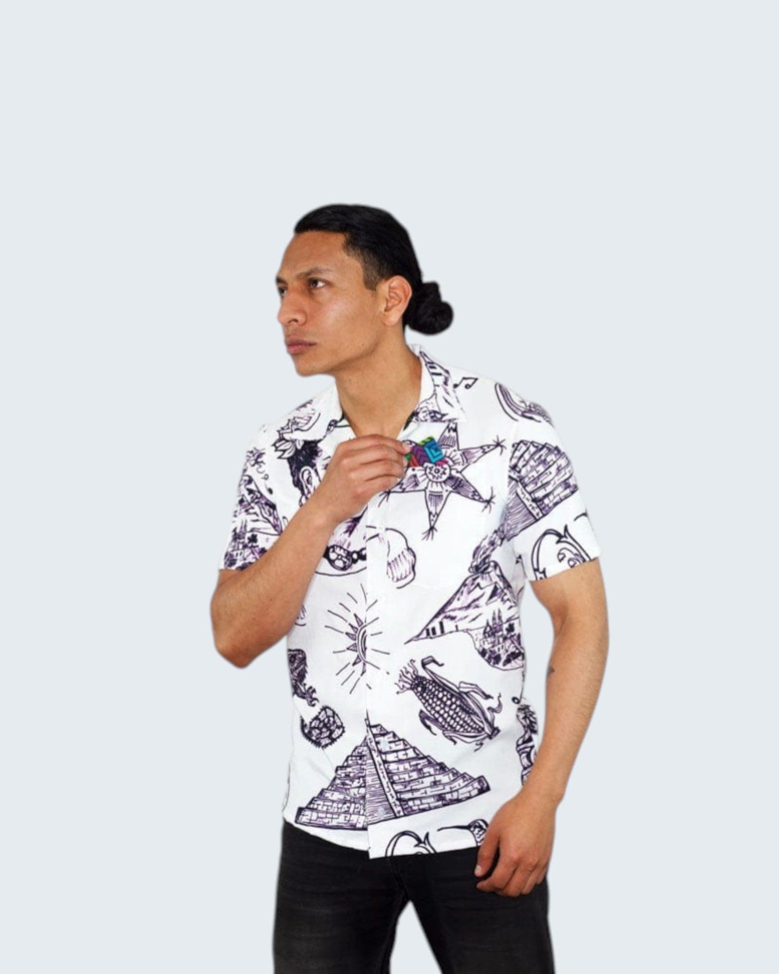 Retroooclothes Jersey Camisa Hawaiana Símbolos Mexicanos - Edición Lafayette Premium | Víctor Hugo Rosas