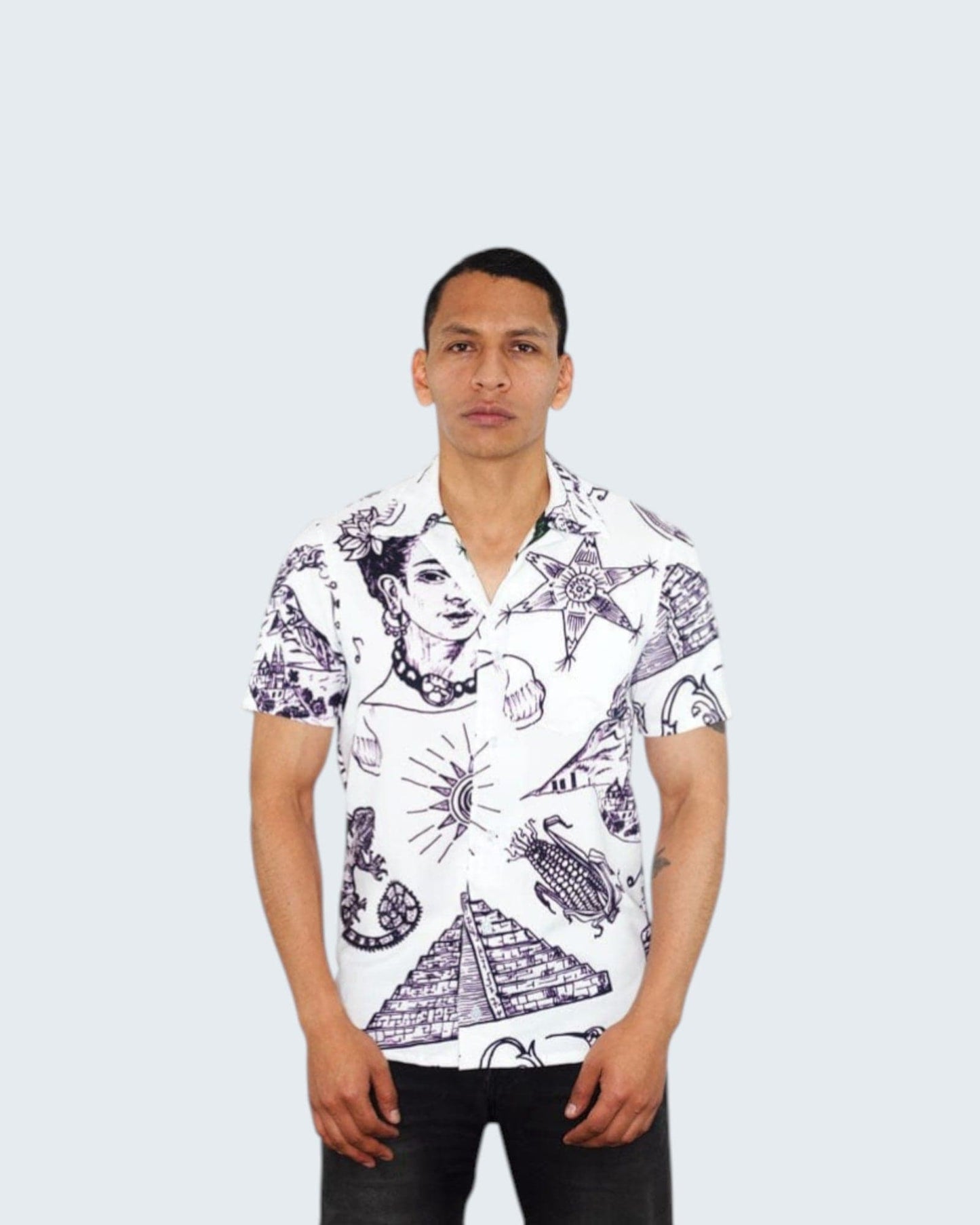 Retroooclothes Jersey Camisa Hawaiana Símbolos Mexicanos - Edición Lafayette Premium | Víctor Hugo Rosas