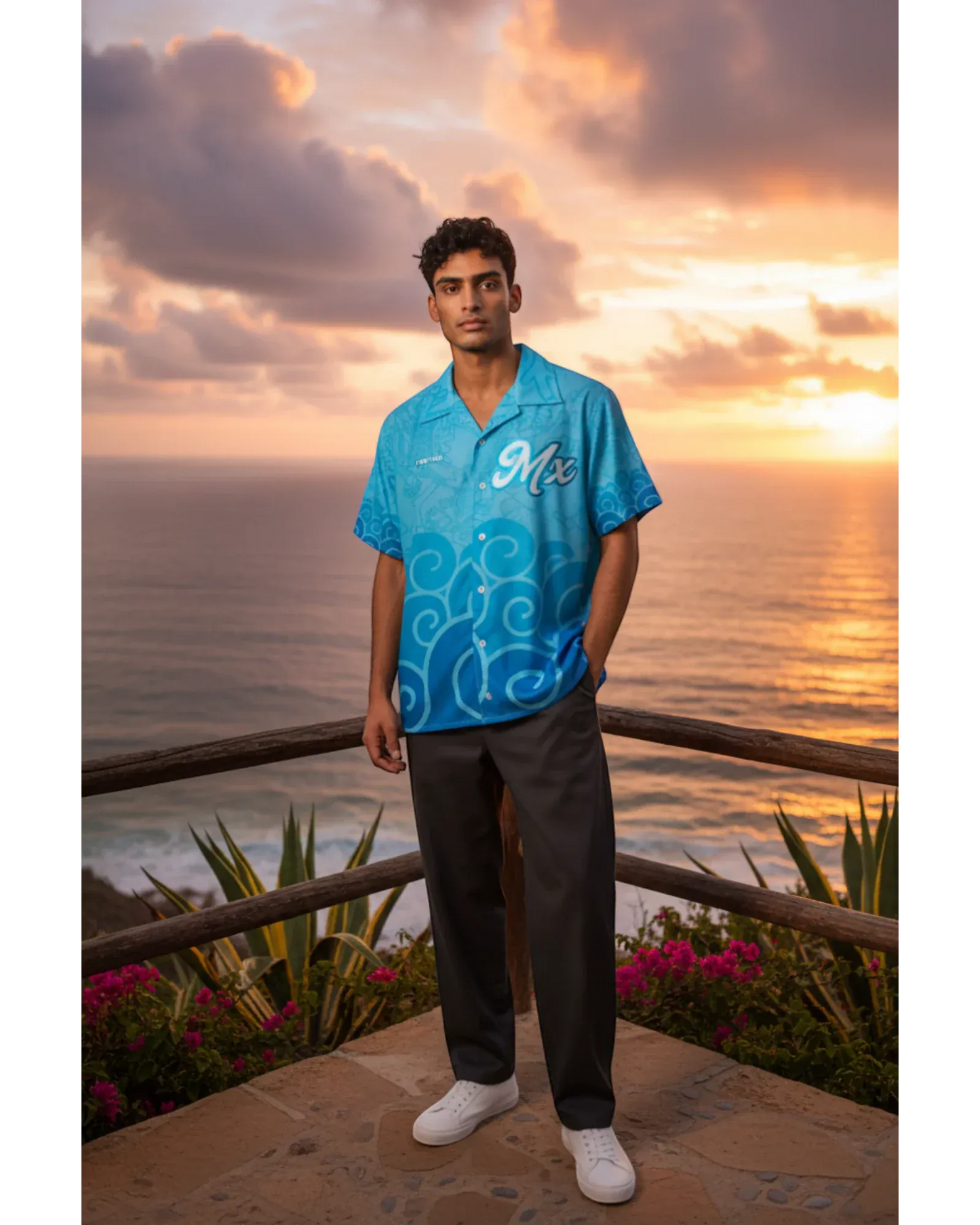 Retroooclothes Jersey Camisa Hawaiana Tláloc - Edición Vacaciones Divinas | Señor de las Lluvias en Modo Relax