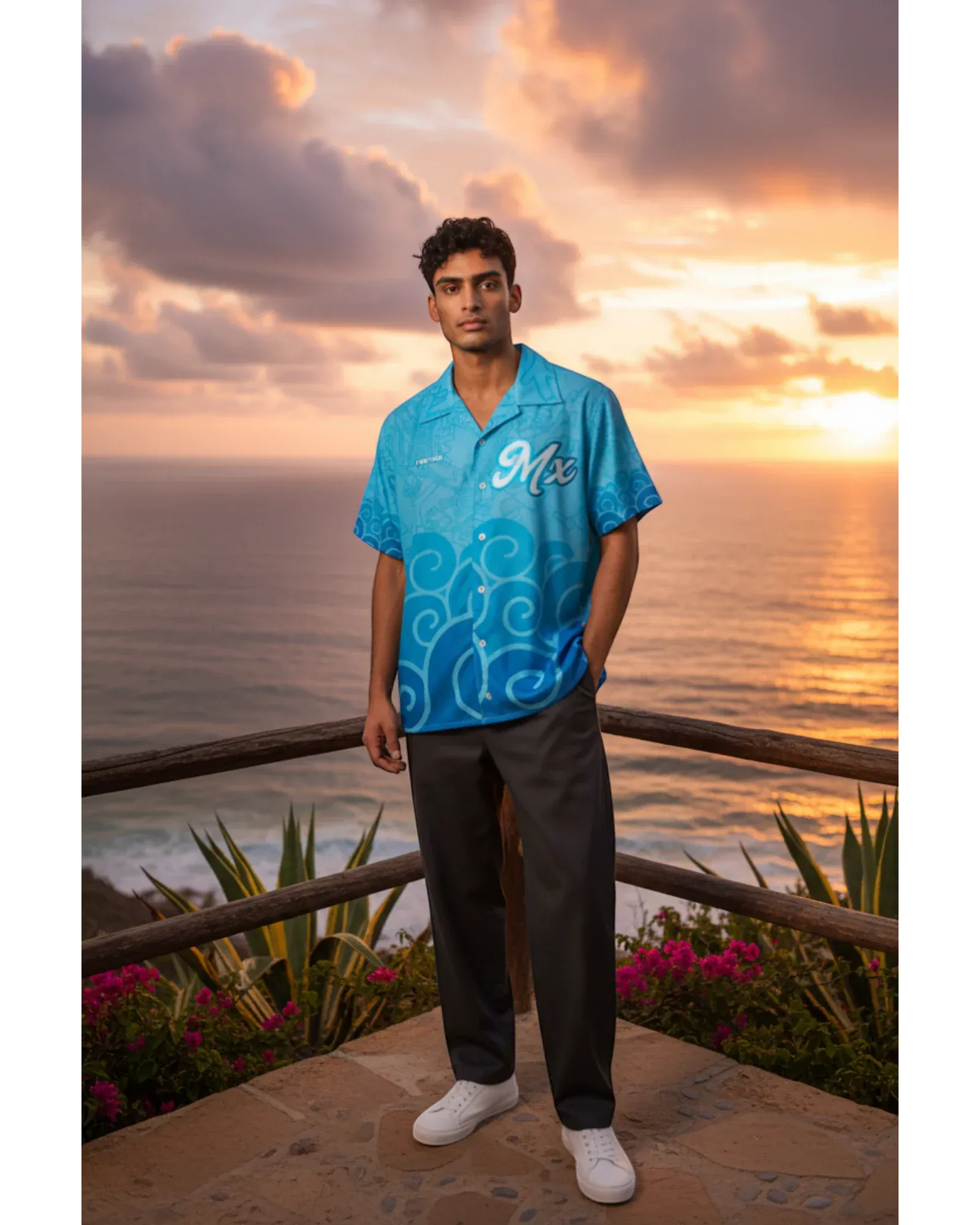 Retroooclothes Jersey Camisa Hawaiana Tláloc - Edición Vacaciones Divinas | Señor de las Lluvias en Modo Relax