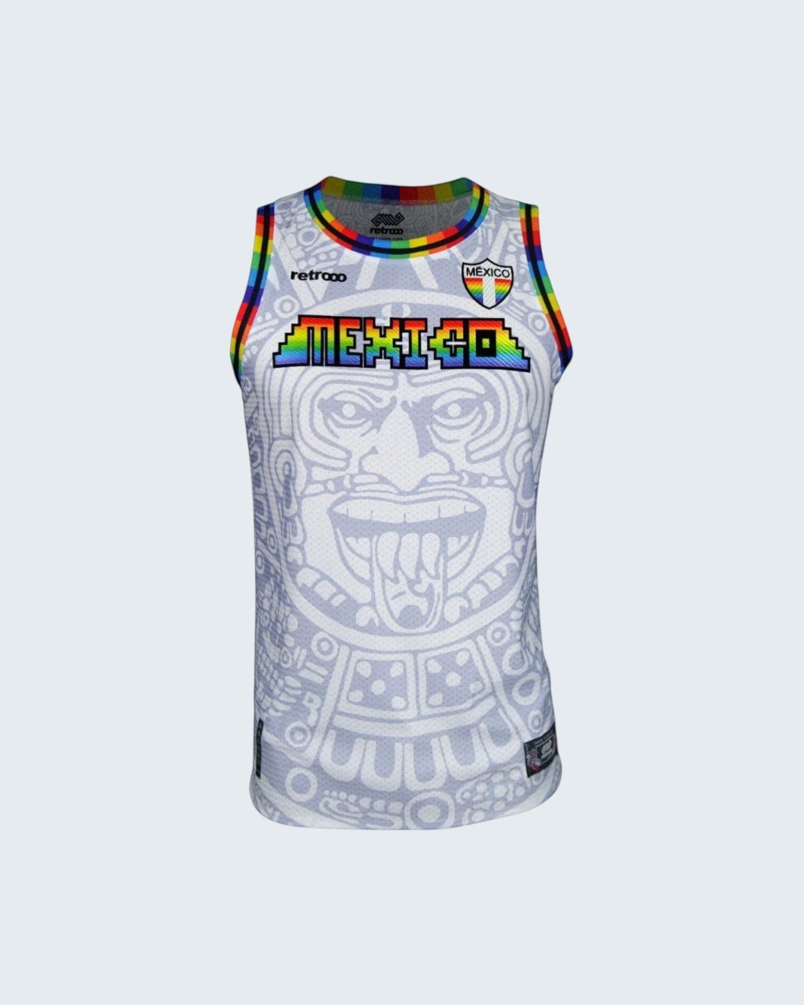 Retroooclothes Jersey CH/SMALL / Blanco Jersey Retrooo México Calendario Azteca Urbano PRIDE