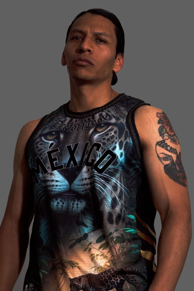 Retroooclothes Jersey Jersey Basketball Ocelotl Teotl - Edición Guerrero de Cancha | Fuerza del Jaguar Sagrado