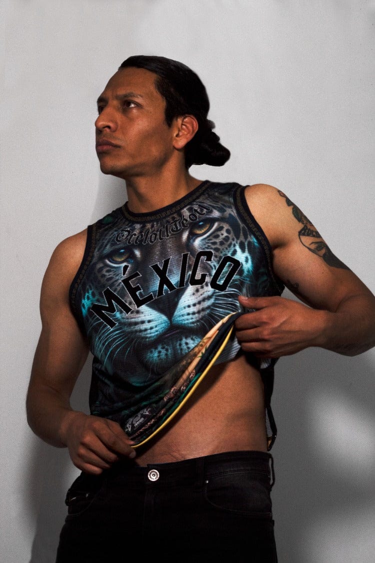 Retroooclothes Jersey Jersey Basketball Ocelotl Teotl - Edición Guerrero de Cancha | Fuerza del Jaguar Sagrado