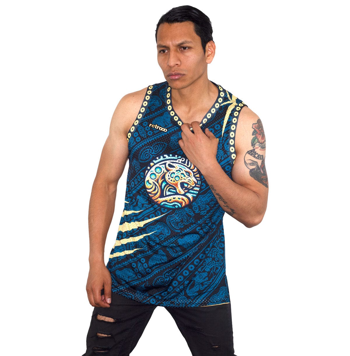 Retroooclothes Jersey Jersey Guerrero Jaguar - Edición Orden Élite | Basketball Prehispánico