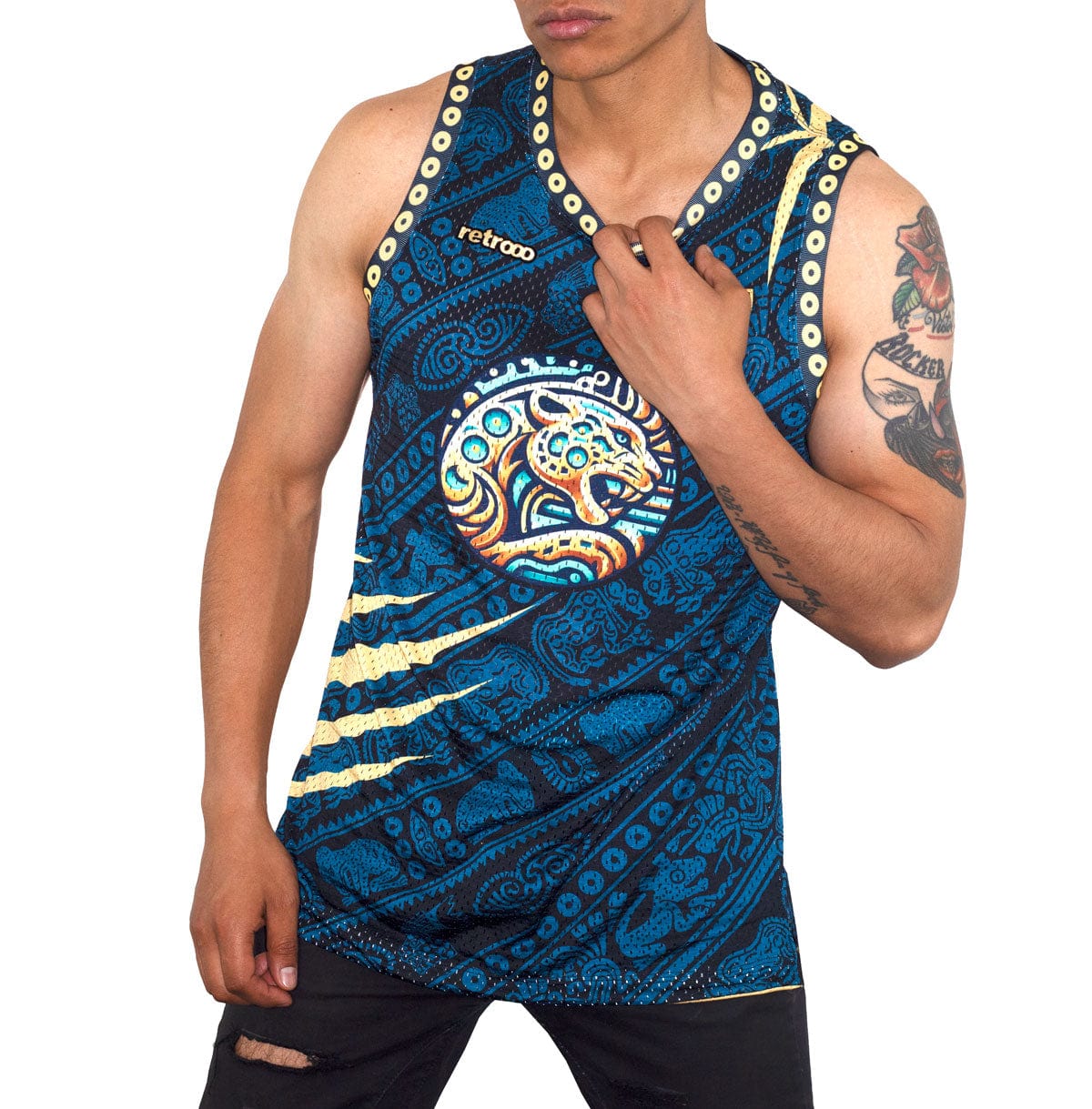 Retroooclothes Jersey Jersey Guerrero Jaguar - Edición Orden Élite | Basketball Prehispánico