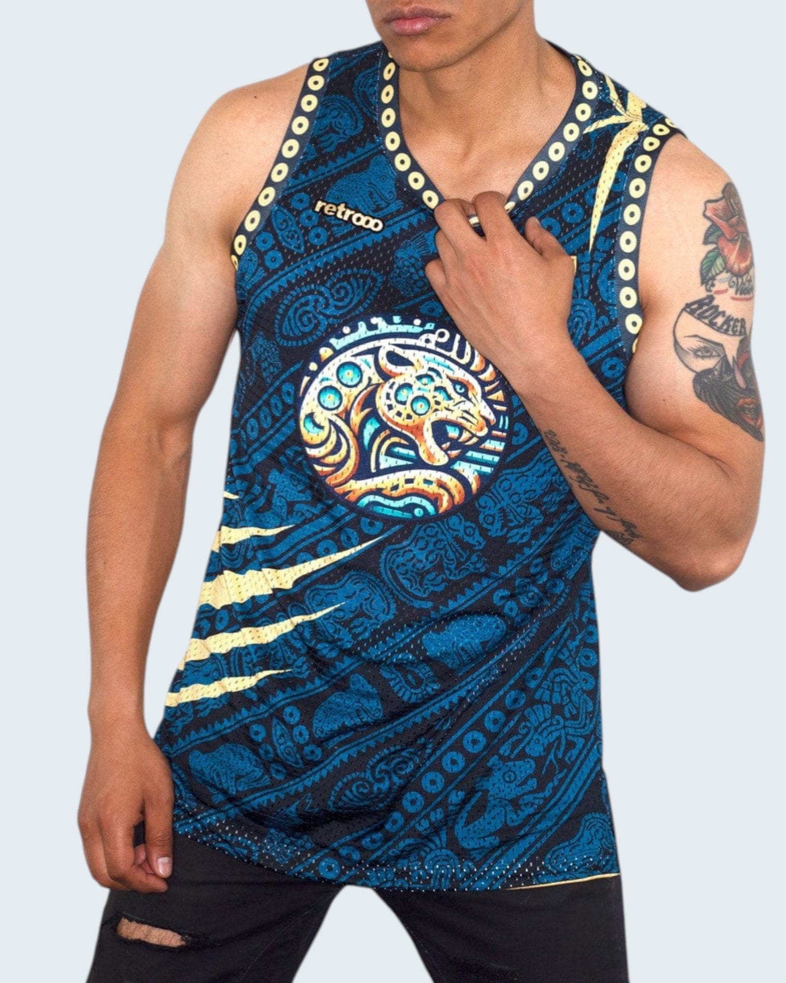 Retroooclothes Jersey Jersey Guerrero Jaguar - Edición Orden Élite | Basketball Prehispánico